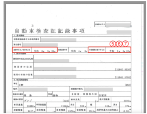 自動車検査証記録事項